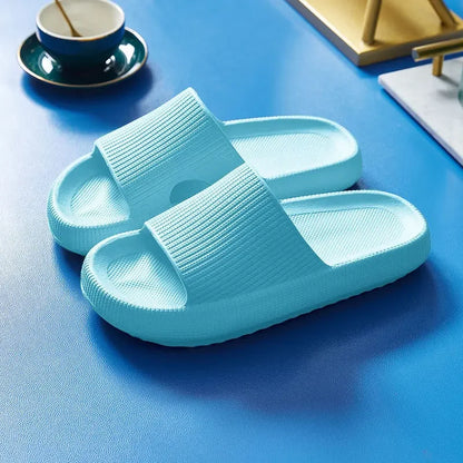 EVA Beach Slippers Thick Sole 4cm Cloud-Like Comfort Home Use Couple Height Increasing Indoor Solid Color Summer Sandals